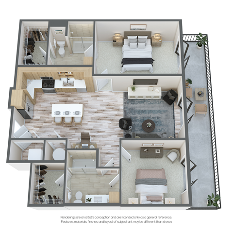 bedroom floor plan an in 3d